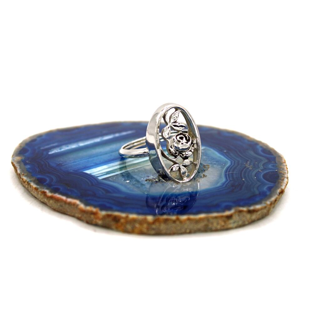 Vintage Avon Silvertone Rose Ring